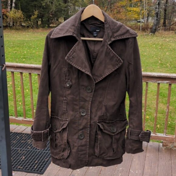 H&M Jackets & Blazers - H & M Brown Utility Jacket Womens Sz 8 Farmcore Ranch Country Missing Belt Distr